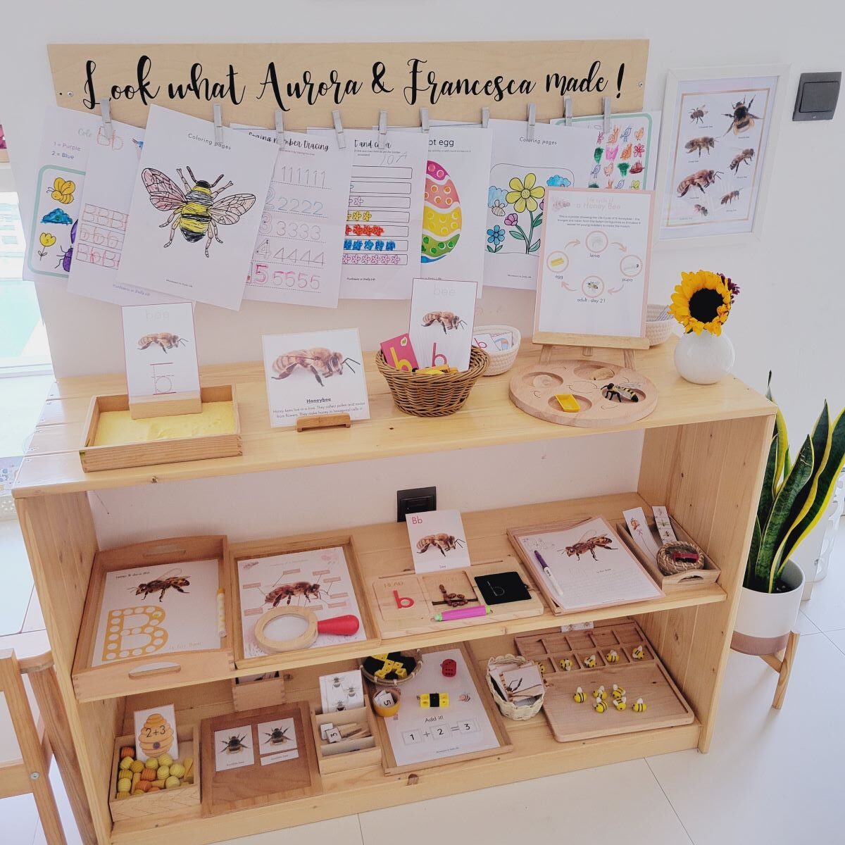 Montessori Inspired Bee Activities Shelf