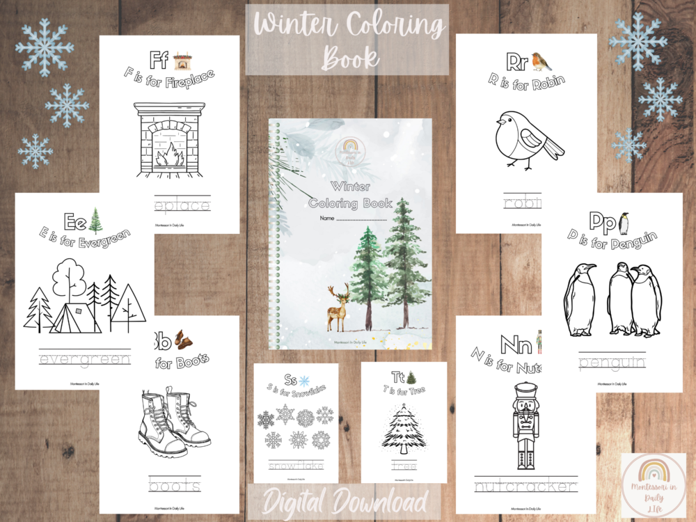 Winter Alphabet Coloring and Tracing Book